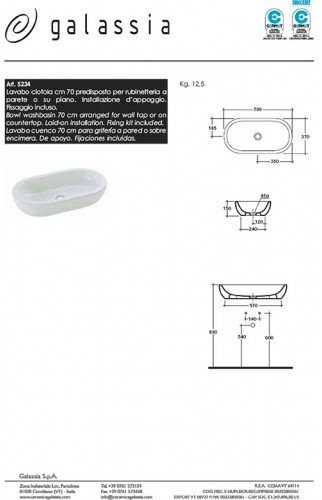 Galassia - Lavabo ciotola cm 70 Galassia serie XES