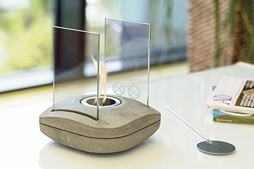 Tischfeuer Glaskamin Tischkamin Designlampe SQUARE Beton / Glas Bio-Ethanol Feuer