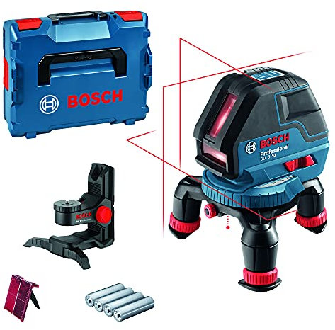 Bosch Professional Linienlaser GLL 3-50 (roter Laser, für innen, Arbeitsbereich: 10 m, 4 x AA-Batterie, Drehstativ, Universalhalterung BM1, L-BOXX)