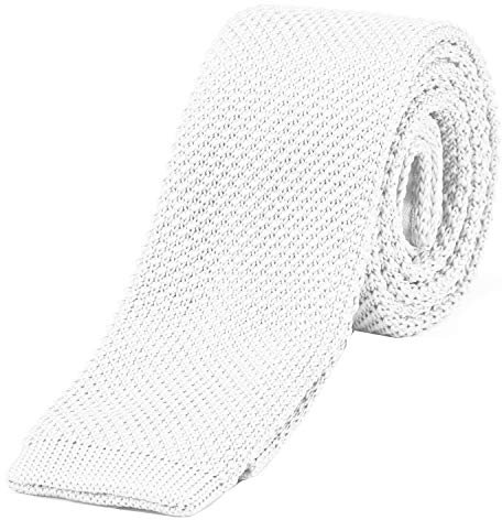 DonDon schmale Strickkrawatte weiß 5 cm