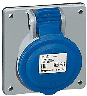 Legrand 555284 Prise à entraxes unifiés fixe P17 IP44 32A, 200V~ à 250V~, 2P+T