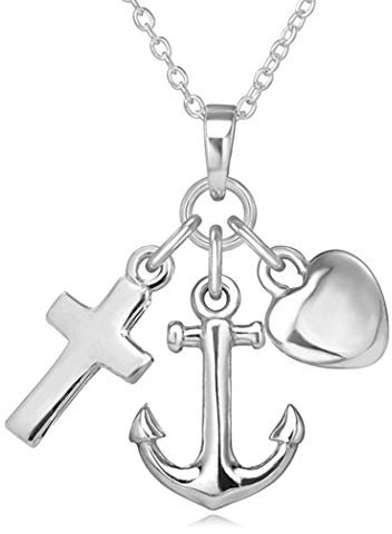 Alexander Castle 925 Sterling Silber Glaube, Hoffnung, Liebe Anhänger Halskette mit 18 Sterling Silber Kette & Schmuck Geschenk-Box