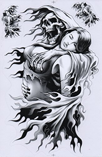 DD Totenkopf Sticker Aufkleber Folie 1 Blatt 27 cm x 18 cm wählbar wetterfest (schwarz)