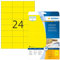 HERMA 4466 Farbige Etiketten gelb ablösbar, 20 Blatt, 70 x 37 mm, 24 pro A4 Bogen, 480 Stück, selbstklebend, bedruckbar, matt, blanko Papier Farbetiketten Aufkleber