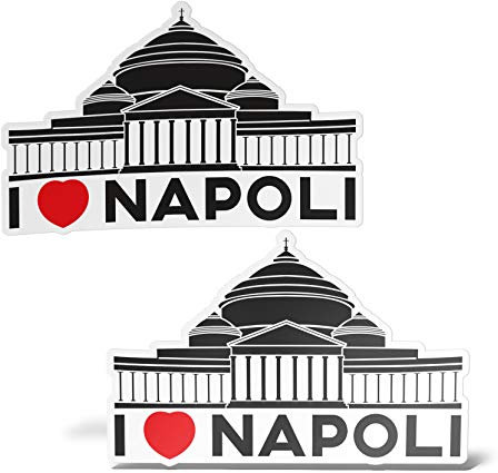 erreinge Sticker x2 I Love Napoli Italia Souvenir Adesivo Sagomato in PVC per Decalcomania Parete Murale Auto Moto Casco Camper Laptop - cm 12