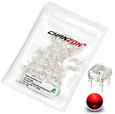 Chanzon 100 pezzi 5mm Piranha SuperFlux LED rossi a diodi luci (trasparente trasparente lente rotonda 4 pin DC 3V 20mA) Lampadine di illuminazione Lampade Componenti elettronici Indicatore Diodi