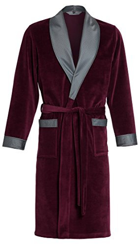 Elegante Vestaglia per Gli Uomini - comodo e resistente – velluto – Revise RE-102 - Rosso Borgogna – S