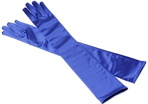MEISHINE® Braut Ellenbogenlange Handschuhe Damen Frauen Lange Satin Stretch Handschuhe für Hochzeit Abendveranstaltung (Blau)