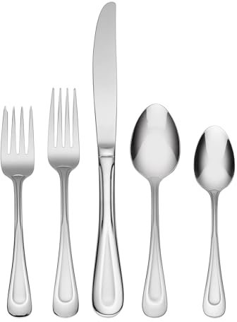 Oneida 2641020C 20 Piece Flatware, Service for 4 Satin Sand Dune Everyday Dinner Forks, Set of 4, 18/0 Stainless Steel, Silverware Set, Dishwasher Safe, Silver