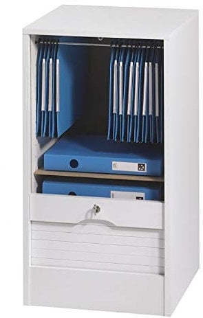 SIMMOB Classeur à Rideau 4 Etagères 1 Kit DS Serrure Larg 41,4 Haut 76 Prof 44 cm - Blanc