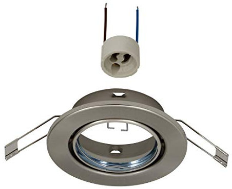 Trango 1er Set Einbaustrahler 6729-012AK in Edelstahl-Optik Einbauleuchte, Strahler in Rund inkl. GU10 Keramik Fassung direkt 230V Deckenstrahler, Deckenlampe ohne Leuchtmittel