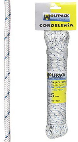WOLFPACK LINEA PROFESIONAL - Cuerda Nylon Alta Tenacidad Blanca / Azul (Madeja 25 m.)