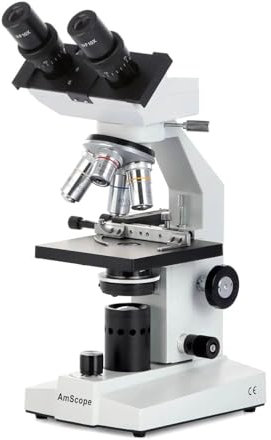 AmScope B100B-MS, microscopio biologico binoculare 40x-2000x con vassoio meccanico