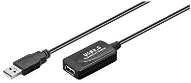 goobay 95119 Active USB 2.0 Extension Cable, Black, 10m Length