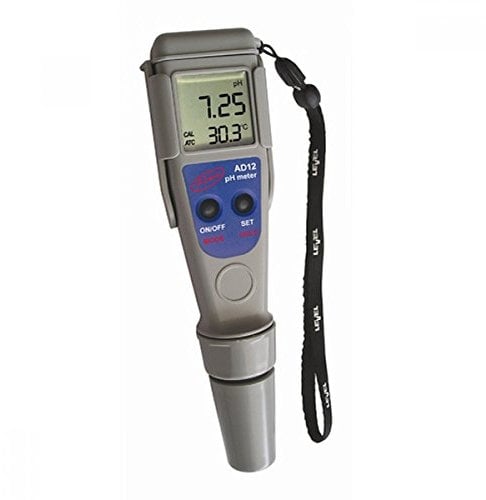 ADWA AD12 Misuratore Impermeabile pH e Tester Alta Precisione della Temperatura | Misuratore Professionale | Bevande | Acqua Potabile | Piscina | Spa | Acquario | Idroponica | Con Soluzioni Calibrazione Incluse