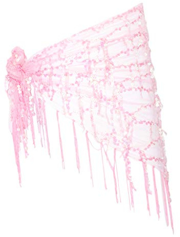 B Baosity Damen Dreieck Bauchtanz Wickel Hüfttuch Hüftgürtel Tanztuch Gürtel Bauchtanztuch Strandgürtel Belly Dance Kostüm Rock - Rosa