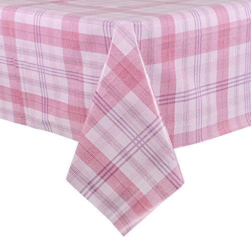 Micro-Pro Pink Plaid Wipe Clean PVC Vinyl Tablecloth Table Cover Protector 140x240cm