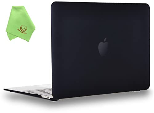 UESWILL Smooth Touch Matte Hard Shell Case Cover Compatible with MacBook 12 inch with Retina Display (Model: A1534) + Microfibre Cleaning Cloth, Black