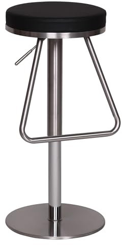 FineBuy Barhocker Edelstahl höhenverstellbare Sitzfläche 54-79 cm, Design Barstuhl, Bistrohocker Barsitz Gepolstert, Thekenhocker 360° Drehbar, Tresenstuhl Modern