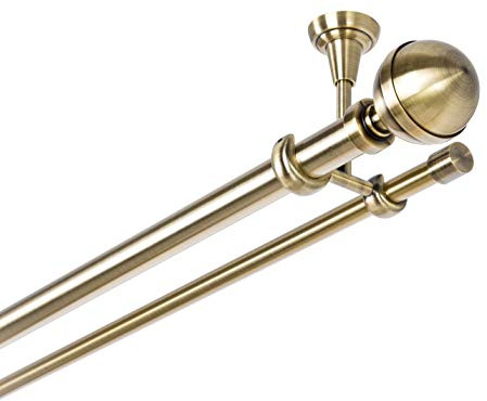 ASTA PER TENDA 25/16 mm 2 di Corsa Fissaggio a Soffitto antico di metallo in oro, 240 mm