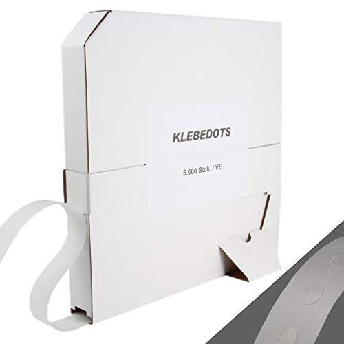 Klebedots 5000 Stück Ø ca. 9 mm im Spender, doppelseitige transparente Klebepunkte in verschiedenen Klebestärken/leicht haftend, ablösbar