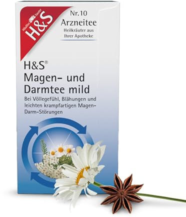 H&S Magen- und Darmtee mild: Arzneitee Nr. 10 mit Schafgarbenkraut, Anis, Fenchel, Kümmel, Kamille für Magen und Darm, 20 x 2 g