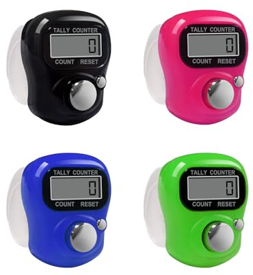 FIOTOK Electronic Finger Counter,4-Pack Case Resettable 5 Digit LCD Electronic Digital Display Finger Hand Tally Counter Counting for Golf,Goods Counting,Lap & Knitting