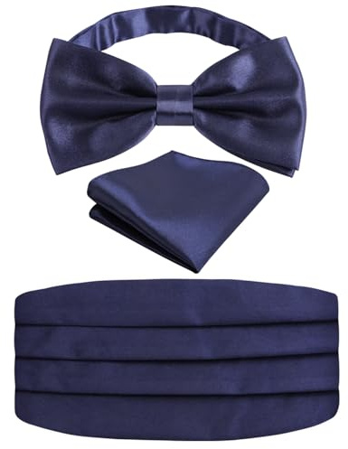 Alizeal Mens Solid Pre-tied Party Adjustable Bow Tie, Cummerbund and Pocket Square Gift Set