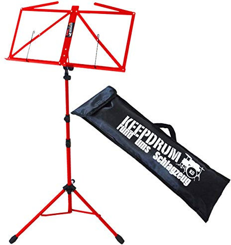 keepdrum MUS3 RD Notenständer Rot Notenpult mit Tasche