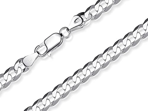 Silberketten-Store Panzerkette Silber 925 Herren 6mm I Silberkette Herren hochglanz 1,6mm Stärke I Halskette Herren mit Karabiner Verschluss