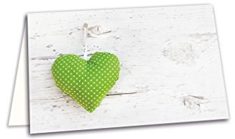 Logbuch-Verlag 50 Tischkarten weiß grün hellgrün gepunktetes HERZ Sitzkarten Hochzeit Geburtstag Kommunion Taufe