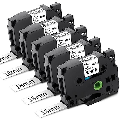 Fimax TZe-241 Tz241 Kompatibel Schriftband Cassette 18 mm Weiß als Ersatz für Brother P-touch Bänder 18mm Tze241 Etikettenband für PT-D450VP PTD400 PTE300VP PTE500VP PT-P900W PT-P950NW PTD600VP
