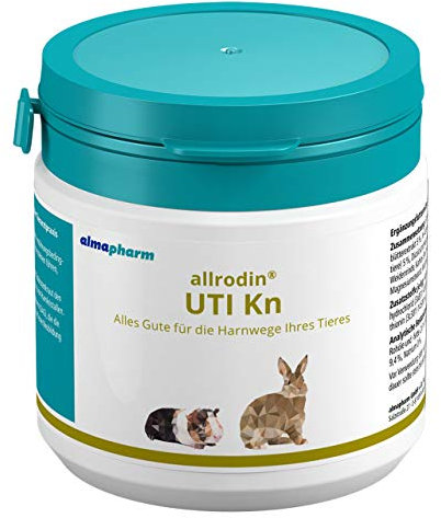 almapharm allrodin UTI Kn | 125 Tabletten | Ergänzungsfuttermittel für Kaninchen und Meerschweinchen | Zur Unterstützung der Harnwege | Mit Birkenblättern und Goldrutenkraut