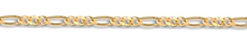 Jewelco London Unisex Solid 9ct Yellow Gold 3 Plus 1 Figaro 1.4mm Gauge Pendant Chain Necklace