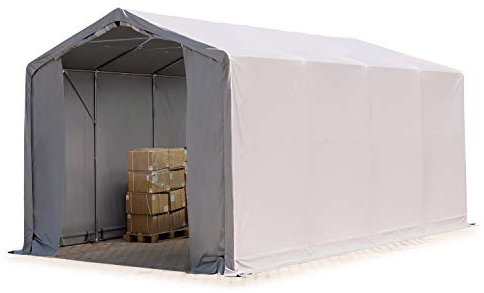 Zelthalle Lagerzelt 4x8m / 3m Seitenhöhe Industriezelt robuste PRIMEtex PVC Plane 2300 N wasserdicht in grau