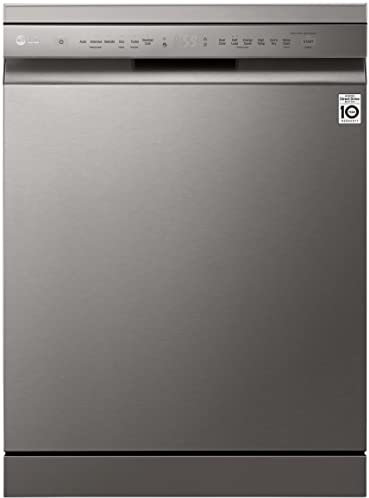 LG DF222FP - Lavavajillas 60 cm y Capacidad 14 Cubiertos, Lavavajillas LG con Función QuadWash, App y Motor Inverter Direct Drive, Carga Fácil y Sistema de Lavado Dual, Color Inox Antihuellas