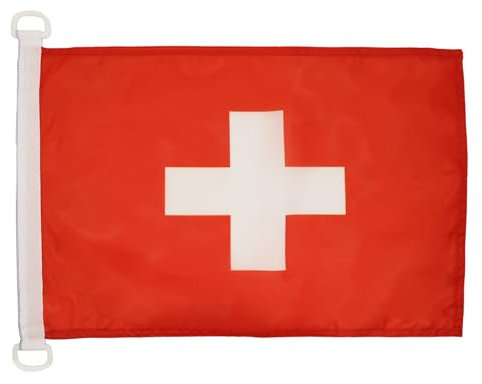 AZ FLAG Bandera Nautica de Suiza 45x30 cm - Pabellón de Conveniencia Suiza 30 x 45 Cm, Bandera de Barco con anillas