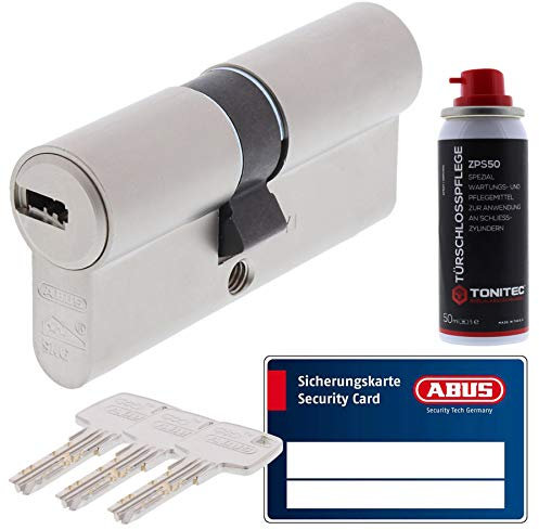 ToniTec Set aus ABUS Profilzylinder Schließzylinder EC660 Zylinderschloss mit 3 Schlüssel Größe 40 60 + ToniTec Pflegespray