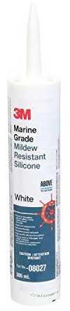 3M Sigillante in silicone di grado marino, 08027, per barche e camper, sopra la linea di galleggiamento, sigillatura interna/esterna, bianco, cartuccia da 12 fl oz