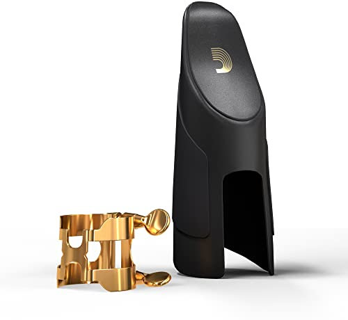 Legatura H e Copribocchino per Bocchini Metal Link in Metallo per Sassofono Tenore, Finitura Placcata Oro