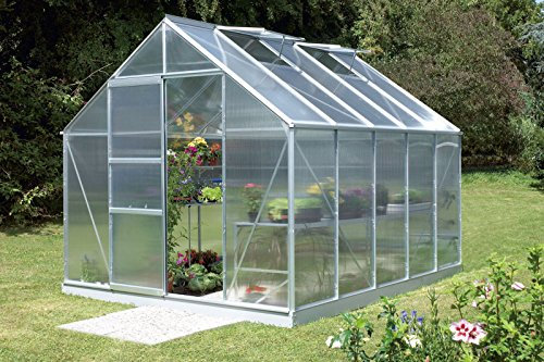 Vitavia Gewächshaus Merkur - Ausführung:8300 HKP 6 mm Alu, Fläche:ca. 8,3 m², Fenster:2, Maße:257 x 321 cm, Sockel:255 x 317 cm,