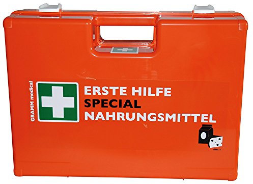 FRANZ MENSCH Verbandkasten,orange, DIN13157 + Erweiterung Nahrungsmittel, 34 x 24 x 12 cm