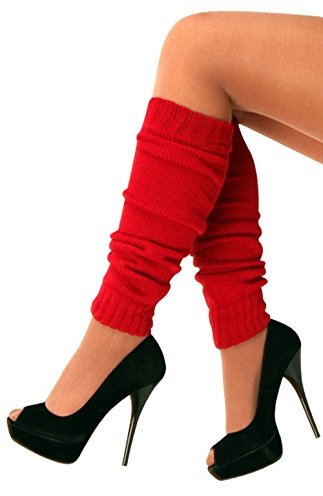 krautwear Damen Beinwärmer Stulpen Legwarmers Overknees gestrickte Strümpfe 80er Jahre 1980er Jahre, 1xrot, Einheitsgröße