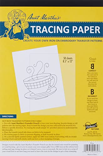 Aunt Martha's 50634 Hot Iron Transfer Paper 9-inch x 12-inch 50/Pkg-, Other, Yellow
