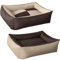 BedDog 2in1 Hundebett MAX Quattro, großes Hundekörbchen aus Cordura, waschbares Hundebett mit Rand, Hundesofa für drinnen, draußen, L, Melange, beige-braun