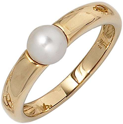 Jobo Damen-Ring aus 14 Karat 585 Gold mit Perle Größe 60