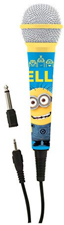 Lexibook, Ich - Einfach unverbesserlich Minions, Mikrofon 3,5 Klinke und 6,3 mm Adapter, hohe Empfindlichkeit, für Kinder und Karaoke, blau/gelb, MIC100DES