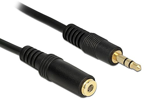 DELOCK Klinkenverlängerungskabel 3,5 mm 3 Pin Stecker > Buchse 1 m schwarz