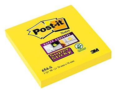 Post-it Super Sticky Notes, 76mm x 76mm, Ultra Yellow, 6 pads, 90 sheets per pad
