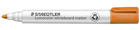 STAEDTLER Whiteboard Marker Lumocolor, orange, trocken und rückstandsfrei abwischbar, Rundspitze ca. 2 mm Linienbreite, hohe Qualität Made in Germany, 10 orange Marker, 351-4